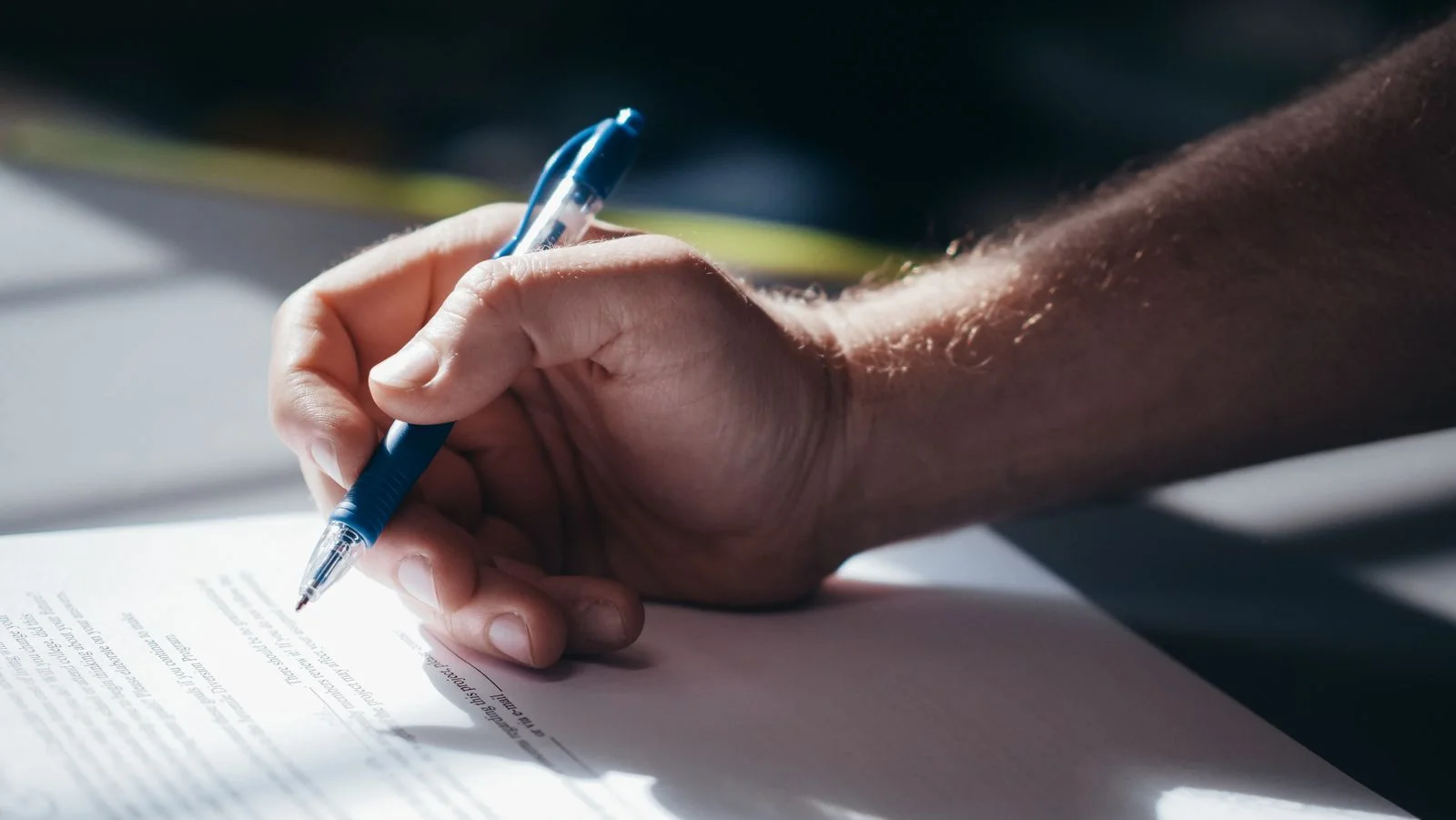 Person signing a document representing terms and conditions agreement